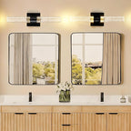 Black Modern LED Wall Sconces Set of Two 3000K-6000K Crystal Bathroom Sconce - Image 9