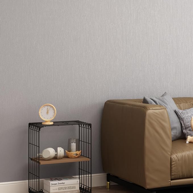 FUKU MON 23.6" X 393" Light Gray Wallpaper Peel and Stick Contact Paper Solid - Image 2