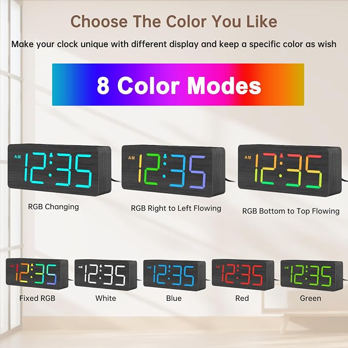 DreamSky Wooden Digital Clock for Bedroom Desk - Image 2