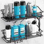 Nieifi Shower Caddy Shelf with Hooks Storage Rack Organizer Adhesive Stainless - Image 4