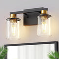 DORESshop Bathroom Light Fixtures, 2-Light Black and Gold Bathroom Lights Over by DORESshop
