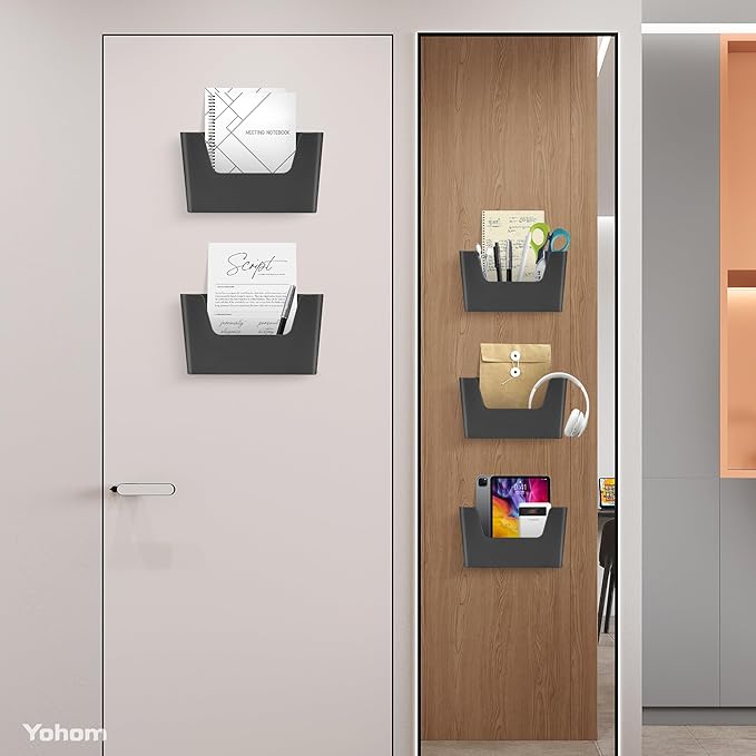 YOHOM Adhesive File Holder Plastic Document Folder Door No Drilling Mount Mail - Image 3