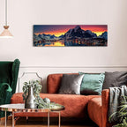 AREBOLO Sunset Mountain Canvas Wall Art Lake Landscape Pictures Nature Wall - Image 4