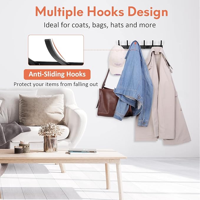 Optish Coat Rack Wall Mount, Coat Hook Wall Mount, Wall Hooks - Image 4