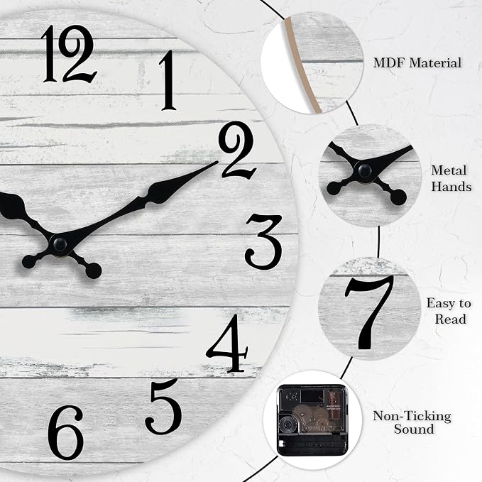 KECYET Wall Clock Battery Operated 16 Inch Large Gray Silent Non Ticking - Image 6