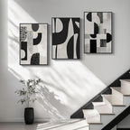 Large Framed Black and White Abstract Wall Art - Image 2