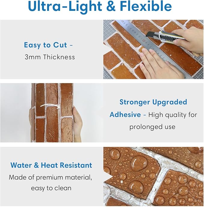 COMSTICKC 3D Faux Brick Wall Panels Peel and Stick Wall Stickers, Small Size - Image 5