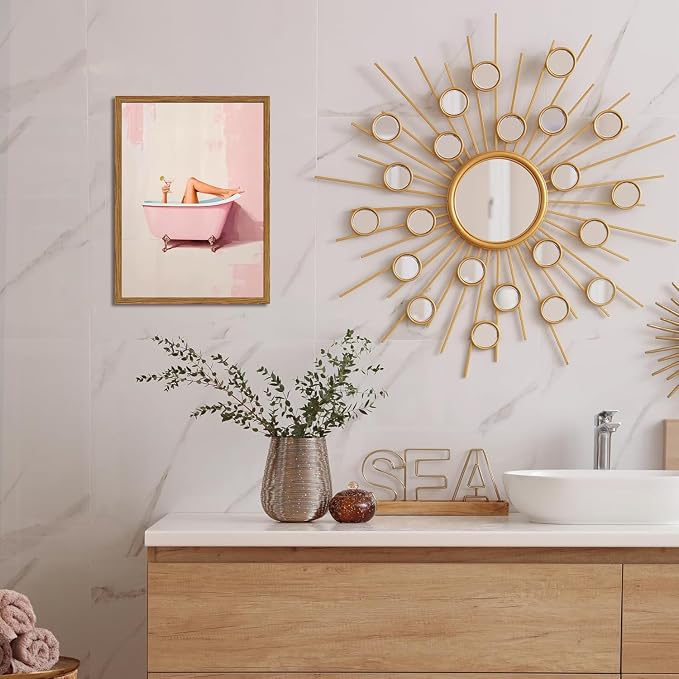 Funny Pink Girl Bathroom Wall Art, Cute Girly Bathtub Wall Decor Painting - Image 5