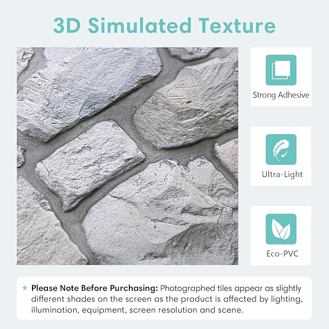 Commomy 3D Faux Stone Wall Panel Peel and Stick Wall Tiles - Image 4