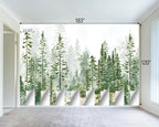 Boys or Girls Cartoon Pine Tree Forest wallpeper Nursery Kids Bedroom wall Mural - Image 4