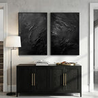 Large Framed Black Abstract Wall Art Set of 2 - Image 8