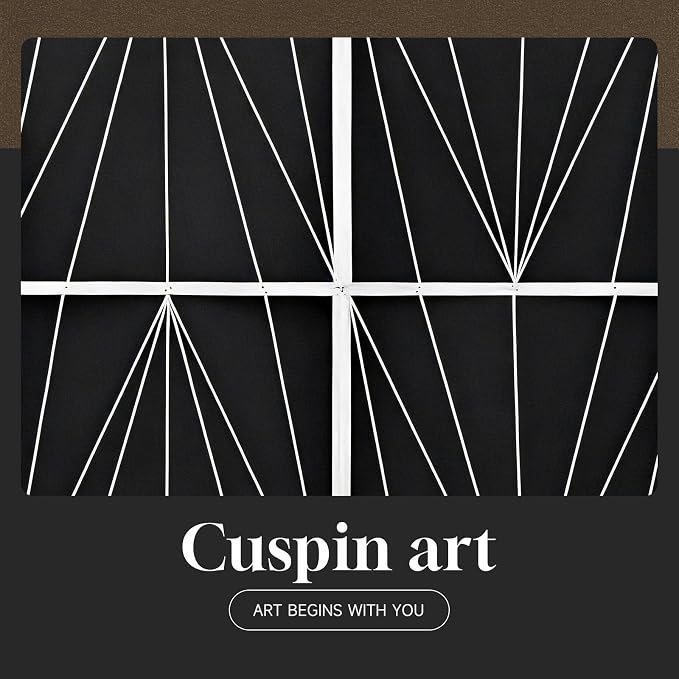 Large Framed Modern Elegant Black and White Abstract Wall Art - Image 7