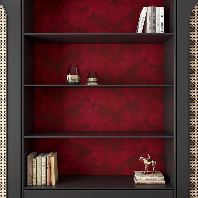YENHOME 30"X118" Red Velvet Fabric Wallpaper Textured Vintage Velvet Peel and - Image 5