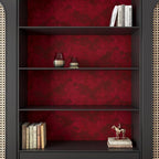 YENHOME 30"X118" Red Velvet Fabric Wallpaper Textured Vintage Velvet Peel and - Image 5