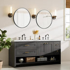 Bathroom Mirror for Wall, 30 Inch Round Mirror, Matte Black Metal Framed Circle - Image 7