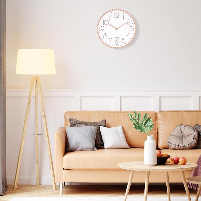 Foxtop Modern Wall Clock 10 Inch Non-Ticking Silent Battery Operated Round - Image 5
