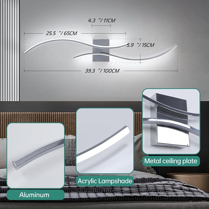 CANEOE Modern LED Wall Sconce, 39Inch LED Bathroom Vanity Light, 6000K Modern - Image 6