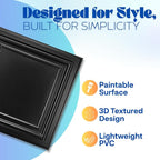 Art3d 12-Pack PVC Drop Ceiling Tiles, 2ft x 2ft, Matte Black - Image 3