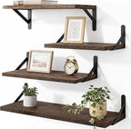 YGEOMER Floating Shelves for Wall, Different Sizes Dark Carbonized Brown Wall by YGEOMER