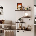 Industrial Pipe Shelving Wall Mounted, Rustic Floating Shelves Wall Shelf Unit - Image 2