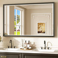 Keonjinn 48" x 30" Black Bathroom Vanity Mirror, Aluminum Alloy Framed Black by Keonjinn