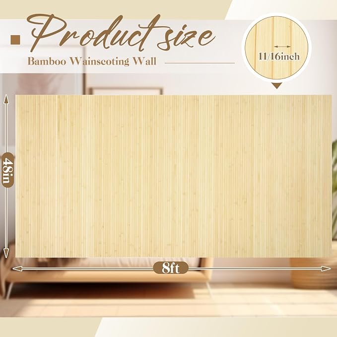 Juexica 3 Pcs Natural Bamboo Wall Panel - Image 2