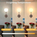 Brown Battery Operated Wall Sconces Set of 2, Rechargeable Wireless Wall Lights - Image 4