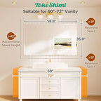 TokeShimi 60x36 Frameless Beveled Bathroom Mirror Rectangle, Tempered Rectangle - Image 2
