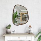 Asymmetrical Mirror Irregular Oval Wall Mirror Modern Wood Frame Unique Shape - Image 4