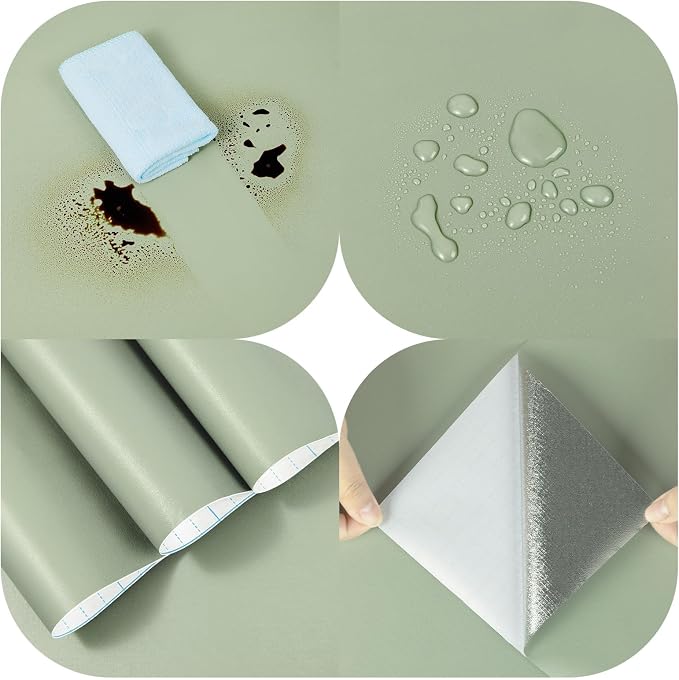 practicalWs Sage Green Wallpaper Stick and Peel Green Contact Paper 17.7'' x - Image 7