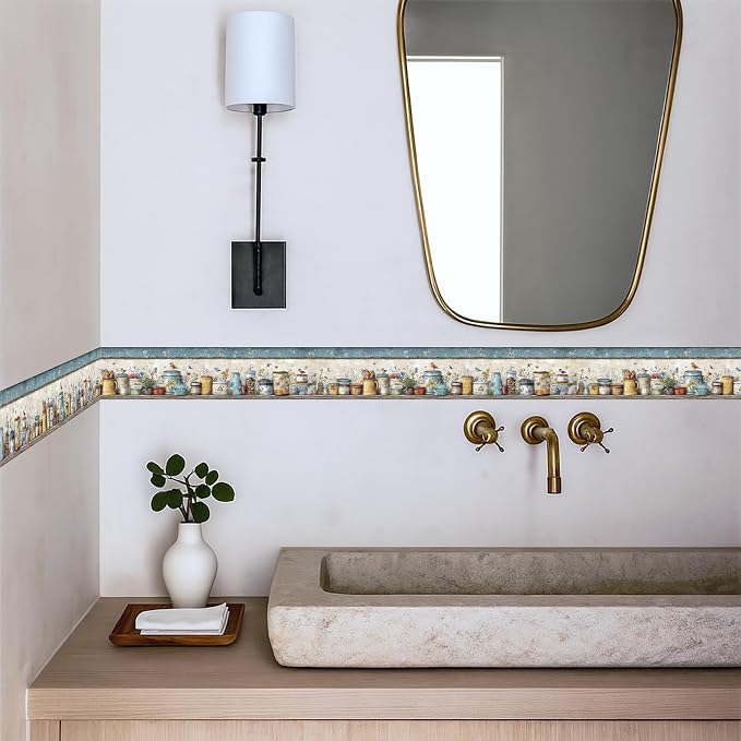 Rustic Country Mason Jar Wallpaper Border 196x4 Inch Peel and Stick Wall Border - Image 3
