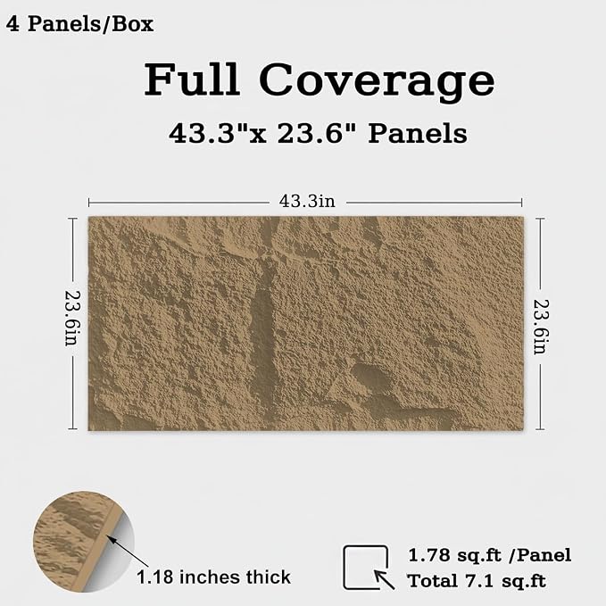 3D Faux Stone Wall Panels, 1.18" wall Panels - Image 2