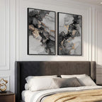 Framed Abstract Black and Gold Wall Art - Image 2