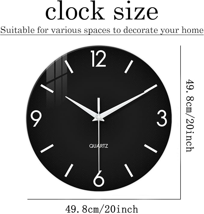 XFM Minimalist Wall Clocks Battery Operated 20 Inch Large Black Wall Clock - Image 7