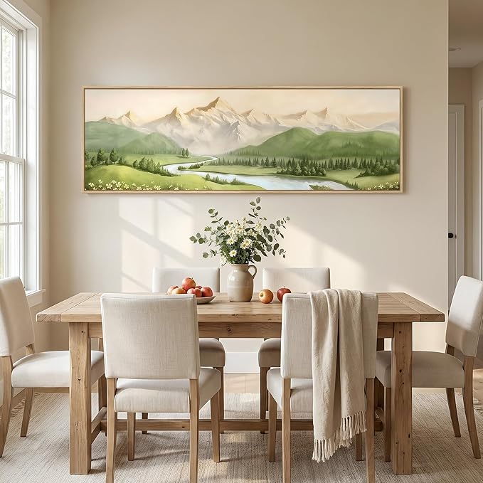Large Framed Green Landscape Wall Art - Image 8