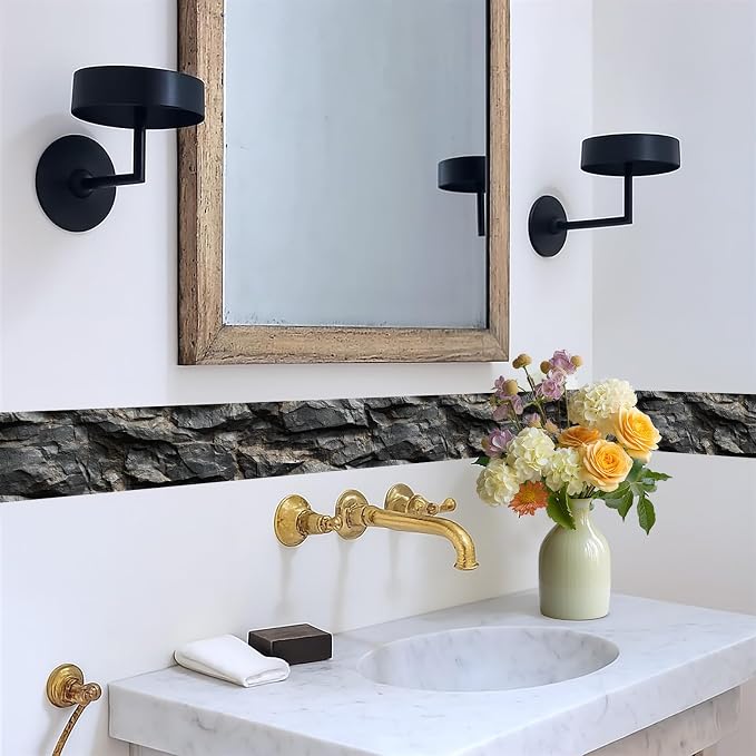 Stone Wallpaper Border 196x4 Inch Peel and Stick Wall Border Dark Slate Rock - Image 5