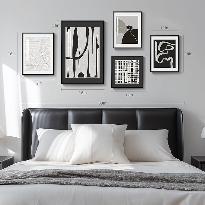 Framed Black and White Abstract Wall Art - Image 4