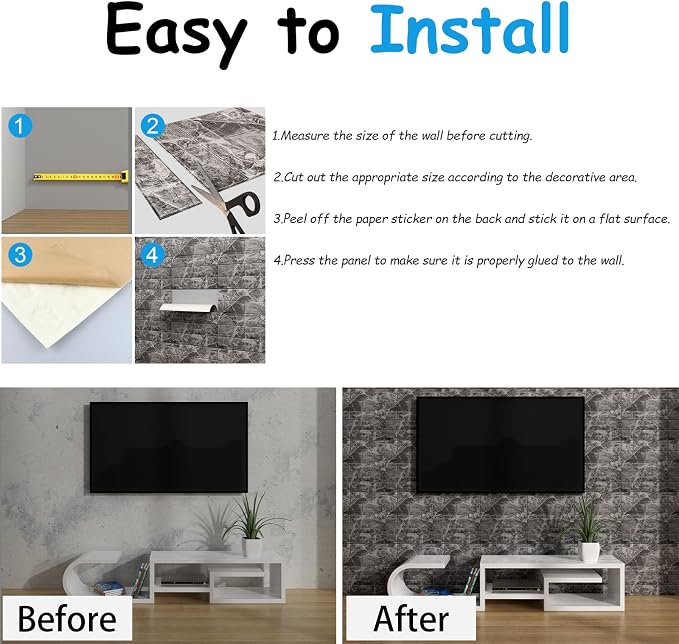 3D Wall Panels Peel and Stick in Grey White，20 PCS XPE Foam 3D Wallpaper - Image 5