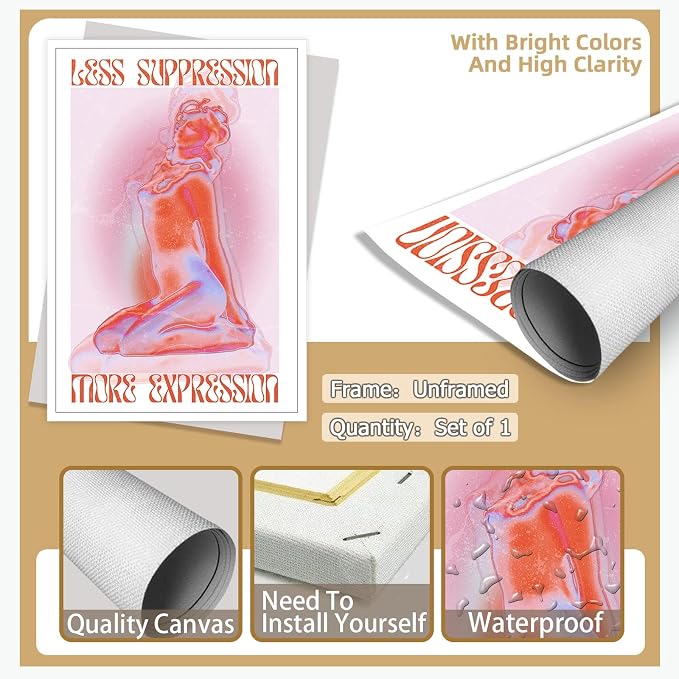 Liyark Spiritual Affirmation Art Poster Pink Woman Canvas Wall Art Aesthetic - Image 2