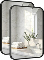 2-Pack 22x30 Inch Matte Black Bathroom Vanity Mirrors | Flush Mount Deep Set by Pocetry