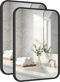 2-Pack 24x36 Inch Matte Black Bathroom Vanity Mirrors | Flush Mount Deep Set by Pocetry
