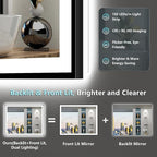 24x36 Black Framed LED Bathroom Mirror - Image 4