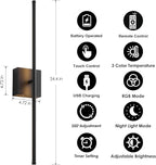 KARTOOSH 24.4 Inch 9 RGB Color Battery Operated Wireless Wall Sconces Set of Two - Image 5