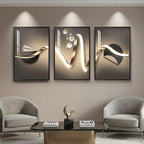 Large Framed Modern Luxury Black and Gold Abstract Wall Art - Image 3