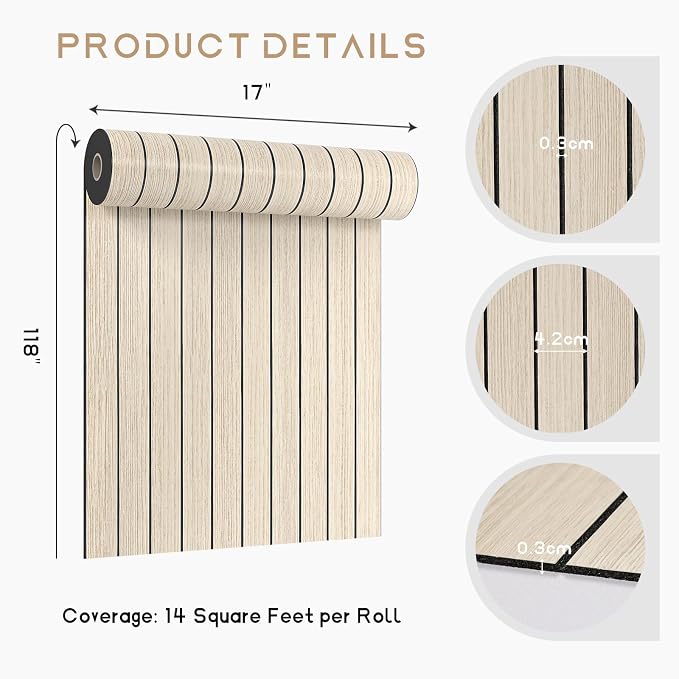 VEELIKE Coastal Oak Wood Slat Wall Panels Peel and Stick Wood Panels - Image 8