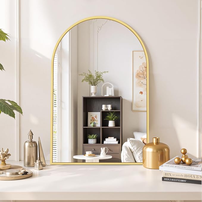 Arched Wall Mirror 36x24 Inch Gold Bathroom Vanity Mirror - Image 6