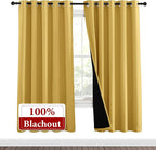 NICETOWN Bright Yellow Full Shade Curtain Panels, Pair of Energy Smart & Noise - Image 2