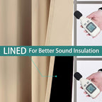 Yakamok Beige 100% Blackout Curtains, Thermal Insulated Total Blackout Drapes - Image 4