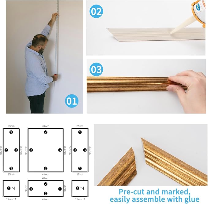 Art3d Pre-Cut Wall Molding Set of 6 pcs, Ready-to-Assemble Wainscoting Panels - Image 6