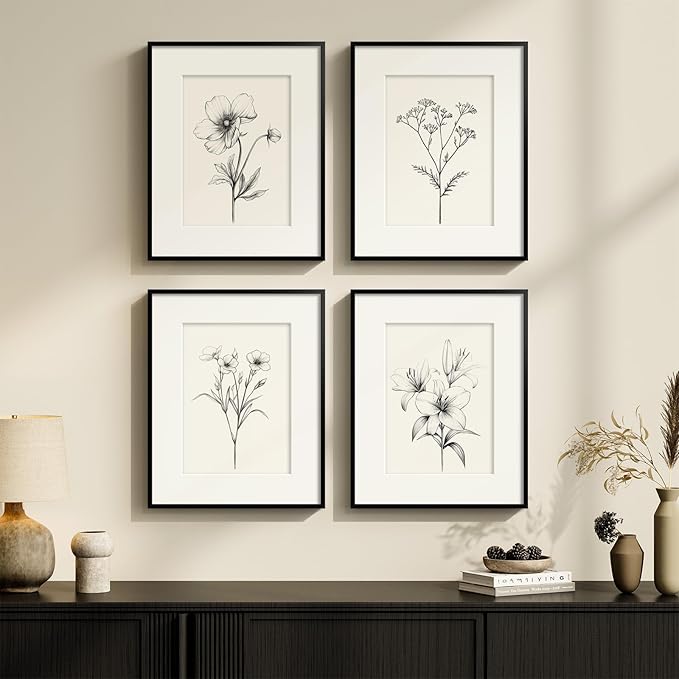 Framed Black and White Botanical Wall Art - Image 2